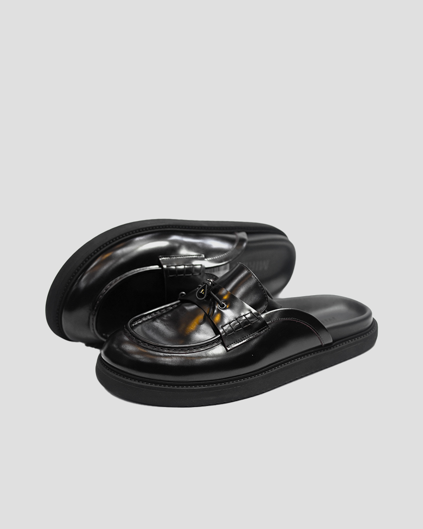 Pure Grain Leather Mules – Luxury Slip-On Shoes