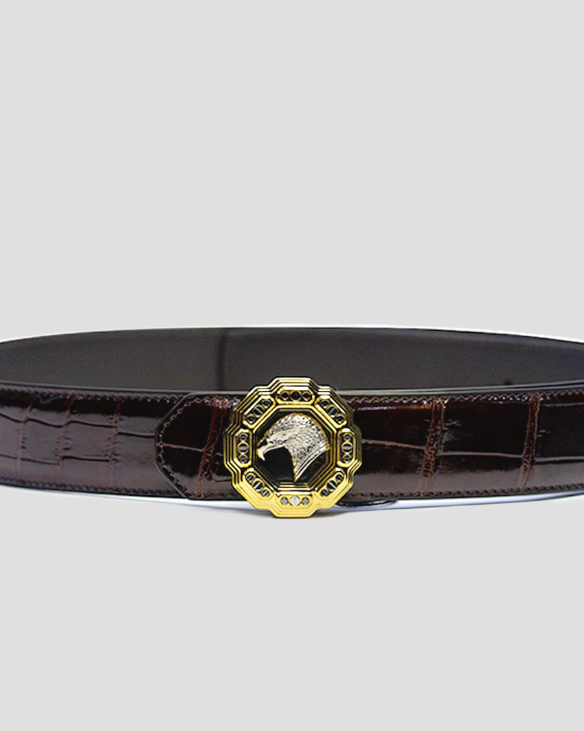 Crocodile Belt – 18K Gold/Silver Plated Eagle Buckle