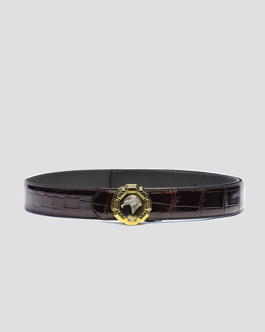 Crocodile Belt – 18K Gold/Silver Plated Eagle Buckle