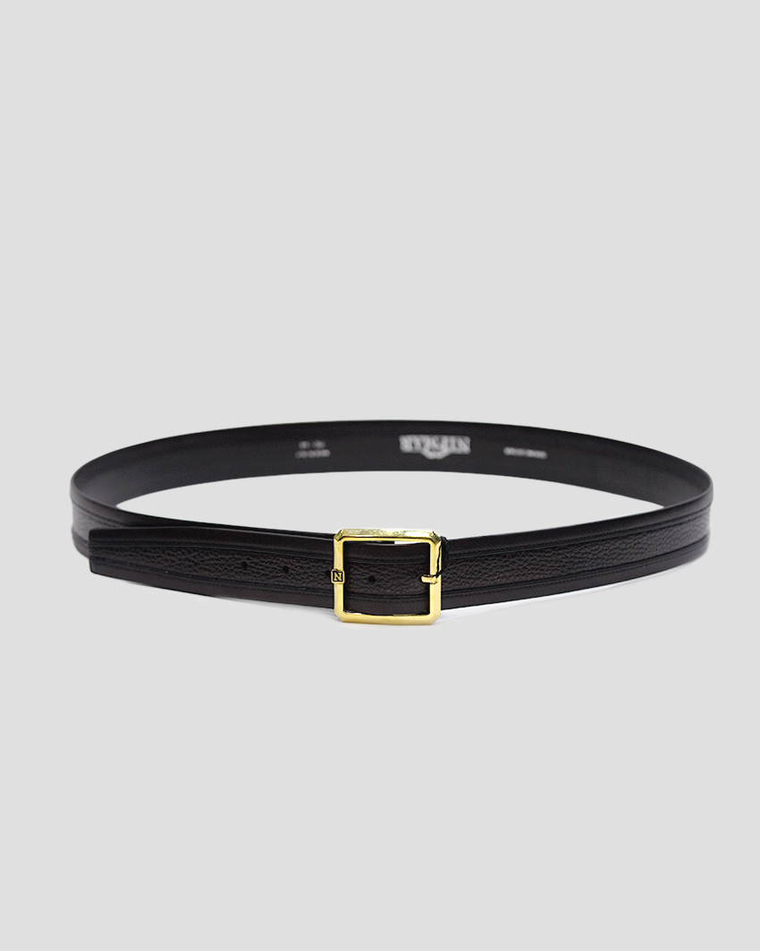 Luxury Leather Belt – Gold-Plated Buckle Elegance