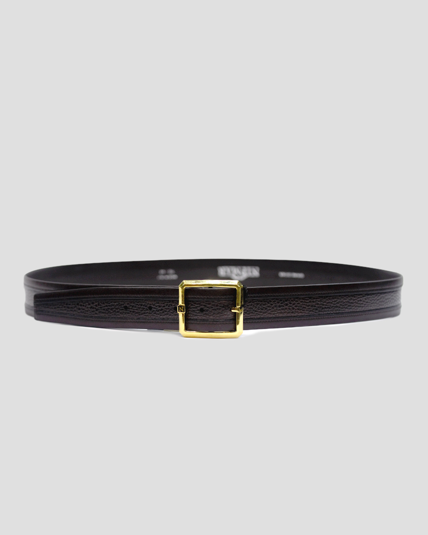 Luxury Leather Belt – Gold-Plated Buckle Elegance
