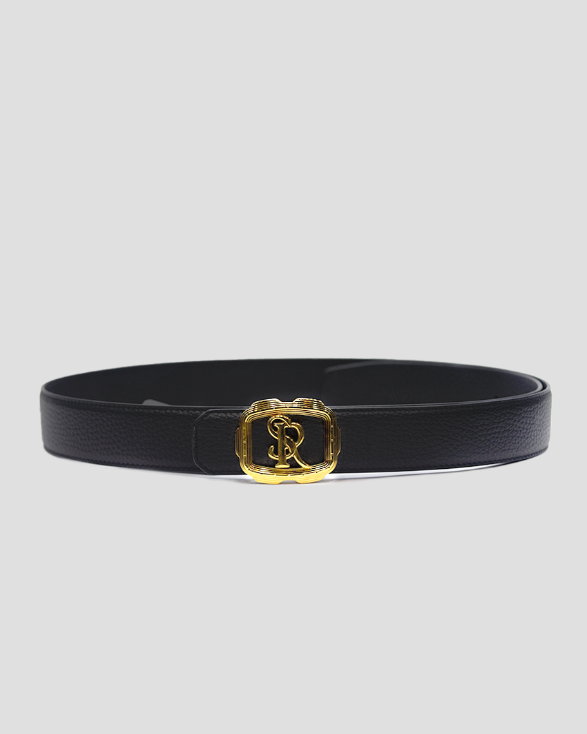 Calf Leather Belt – 18K Gold Plated Buckle & SR Logo