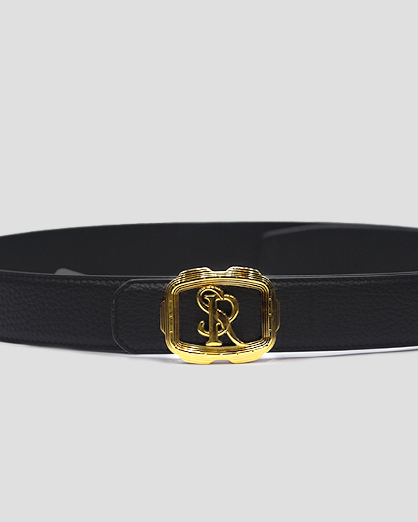 Calf Leather Belt – 18K Gold Plated Buckle & SR Logo