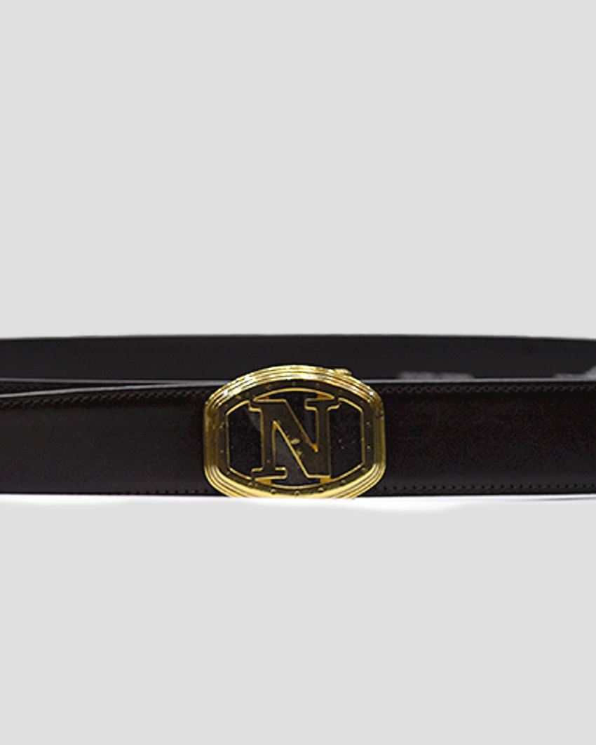 Handmade Leather Belt – 18K Gold Plated Buckle & Logo