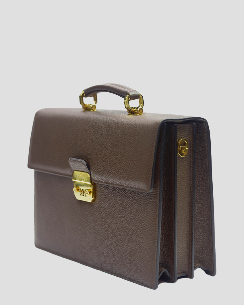 Artioli Diplomatic Bag – Pure Grain Leather, Luxury Office Briefcase