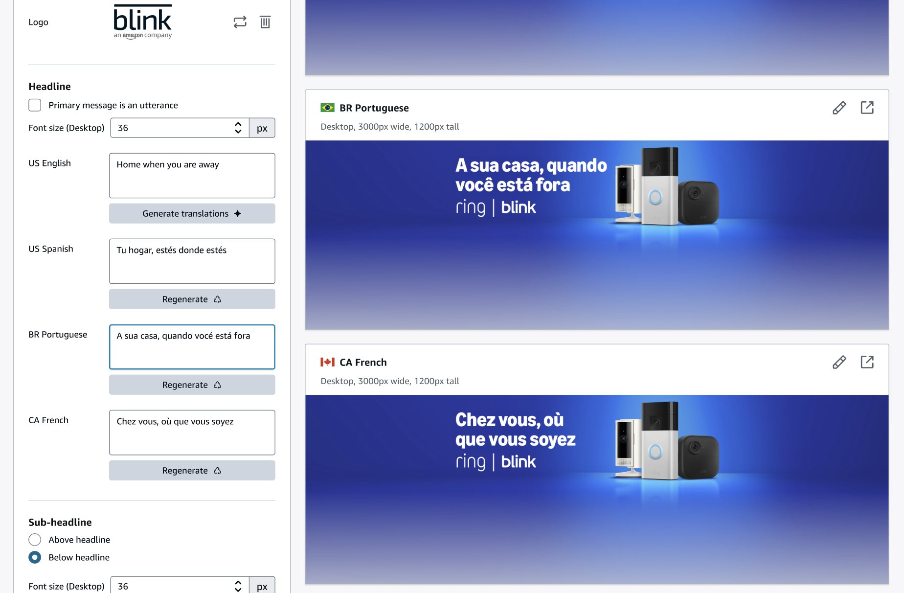 Eventually, Image Builder didn't just assemble the visuals. It also generated promotional copy with AI for every selected marketplace, while still allowing regeneration and manual edits whenever needed.