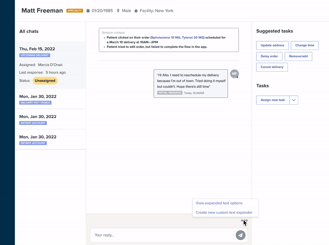 Programmable responses, templated replies to reduce time on common patient communications.