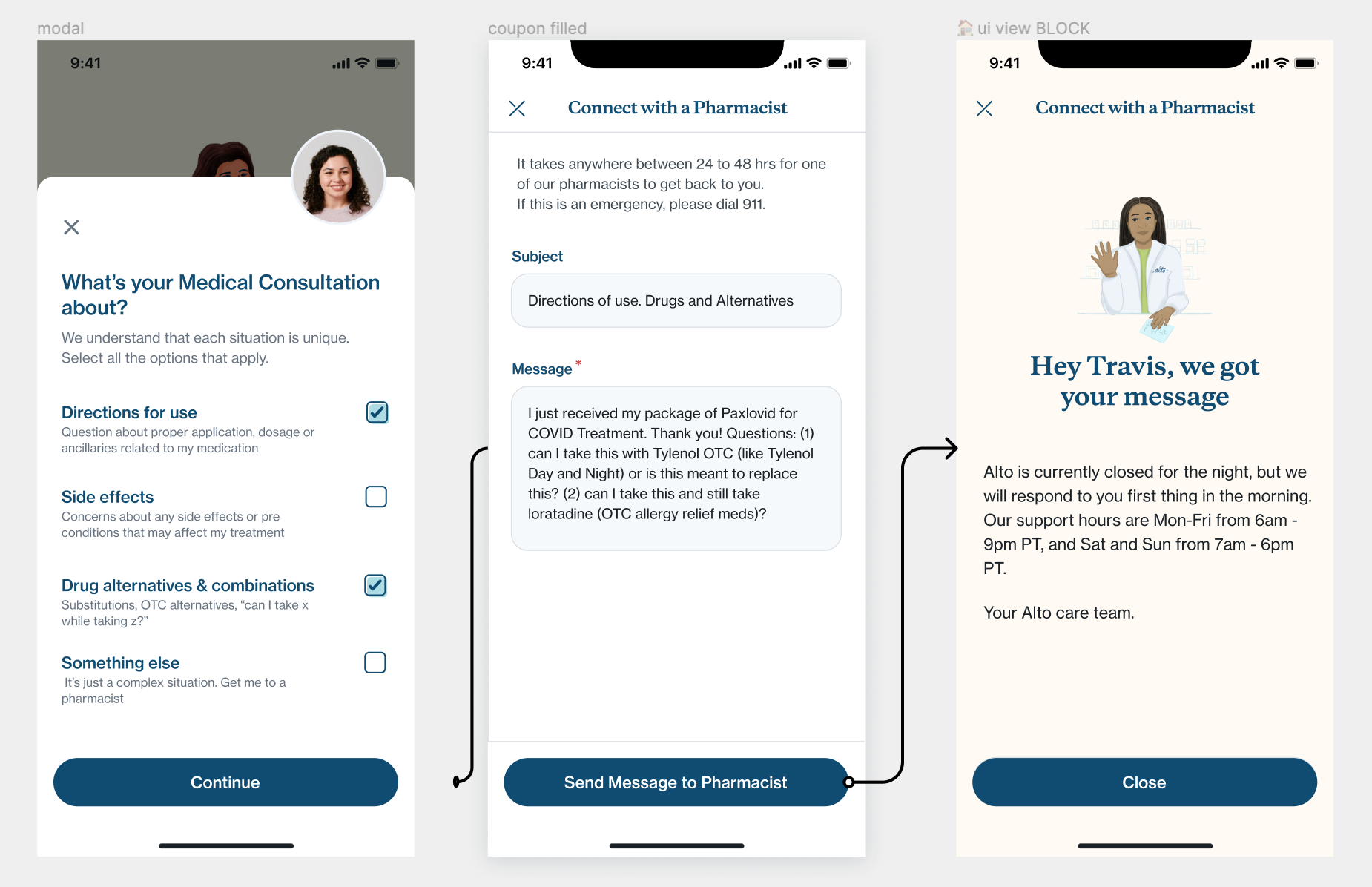 Shipped state: the medical question flow as it went live in May 2022.