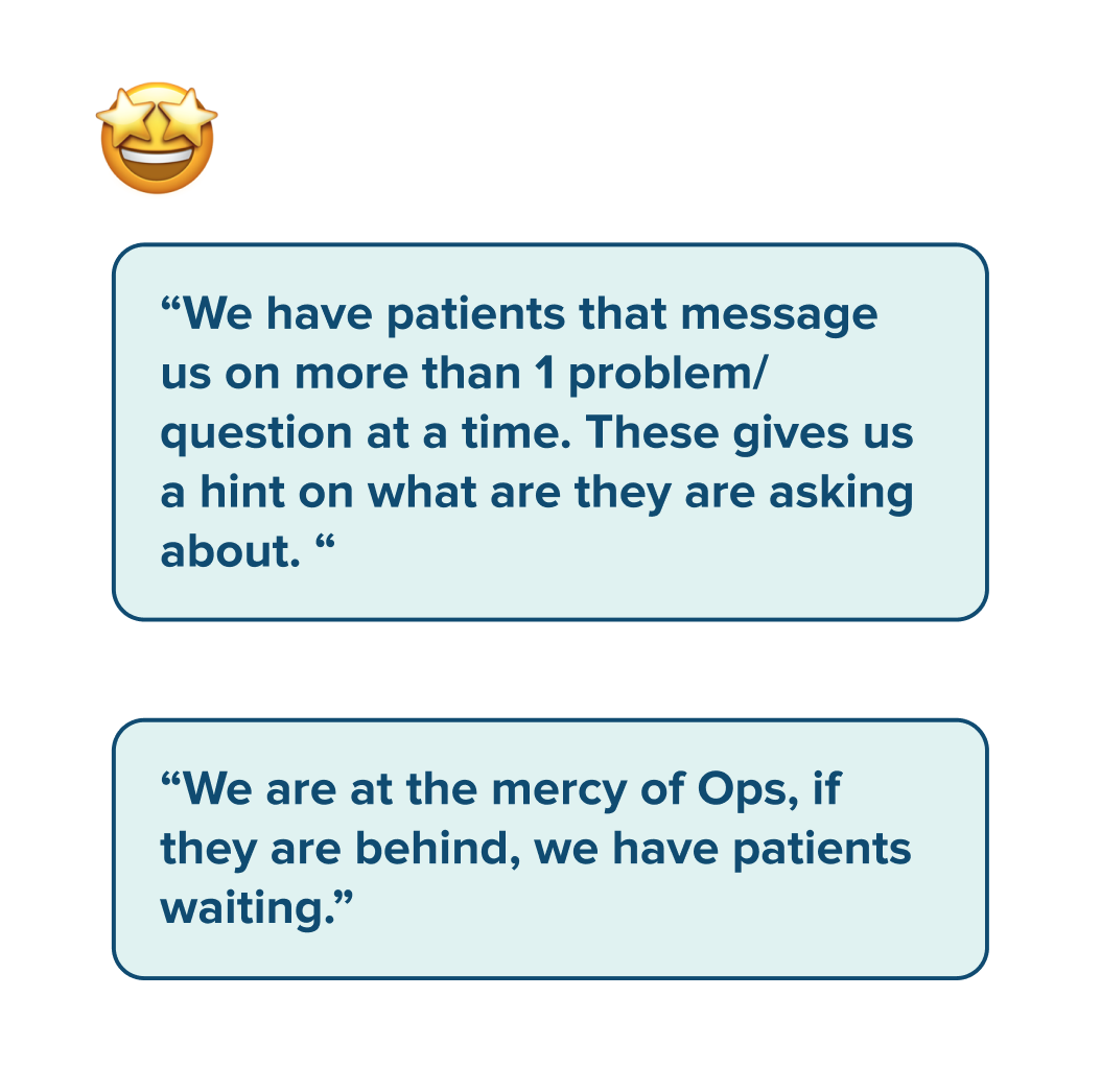 Care Specialist view, improved context and message clarity inside Wunderbar.