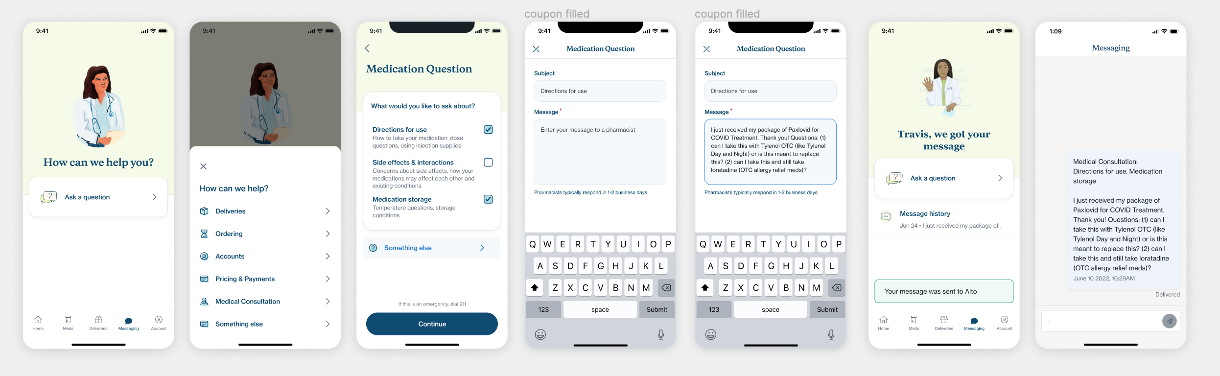 Lightweight guidance variant, medication context step with expectation setting.