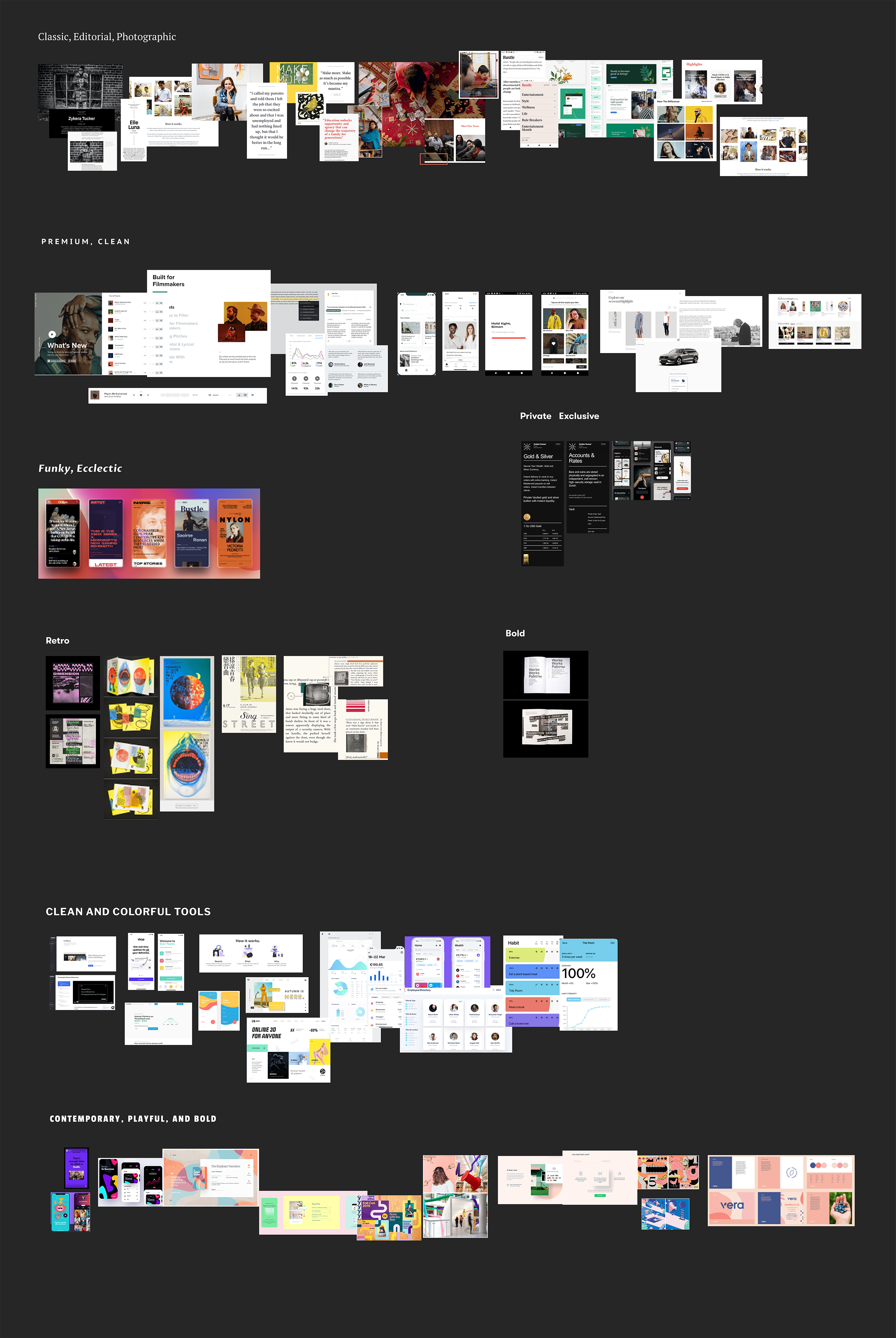 Initial moodboards and brand inspiration gathering.