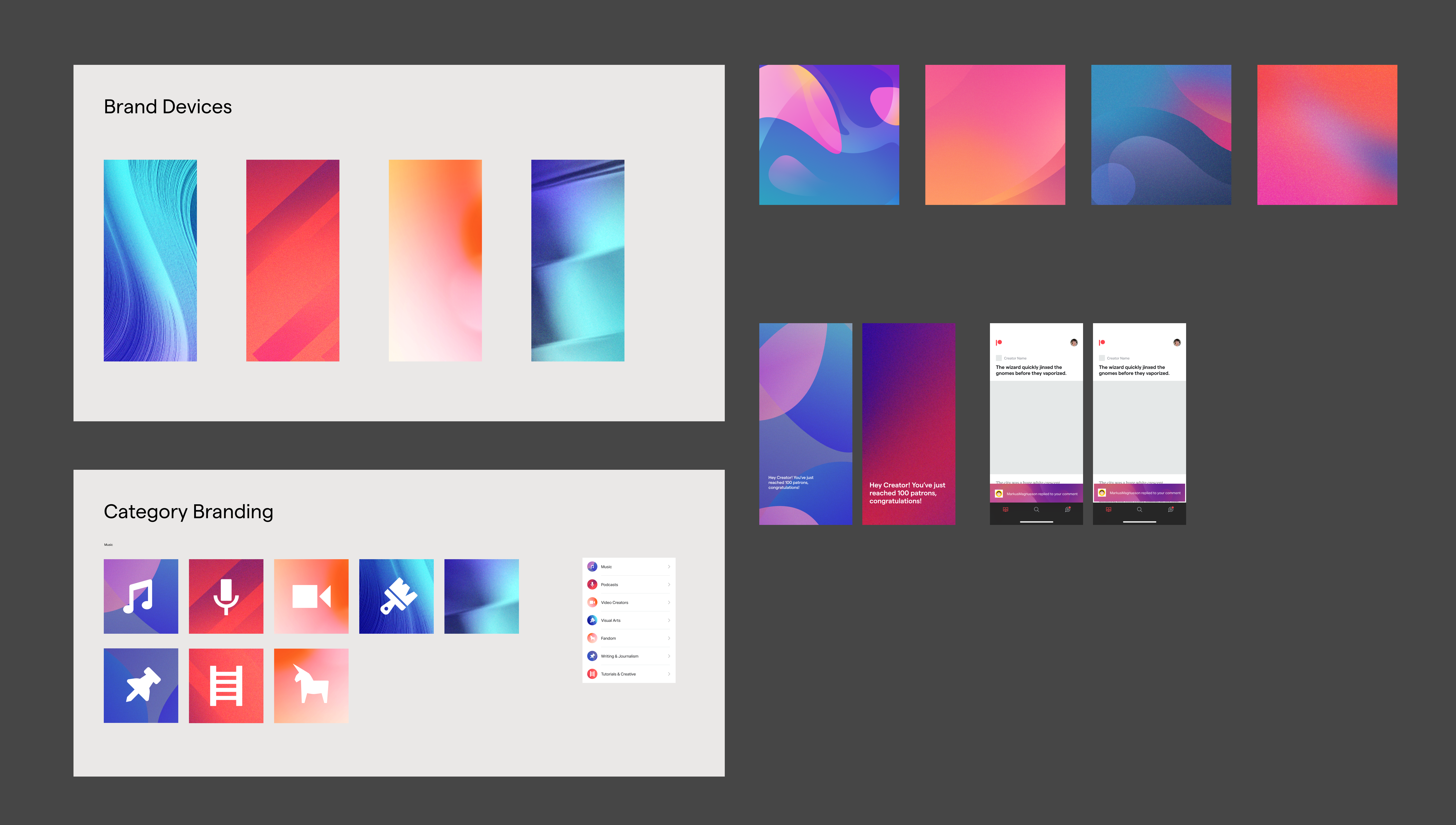 Creating a library of gradients and textures.
