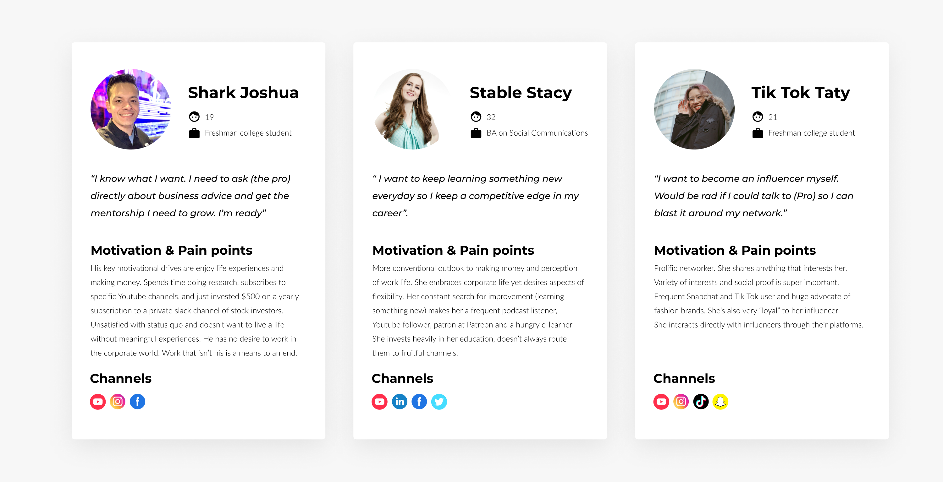 Learner persona research , Gen Z and millennial users seeking direct access to experts.
