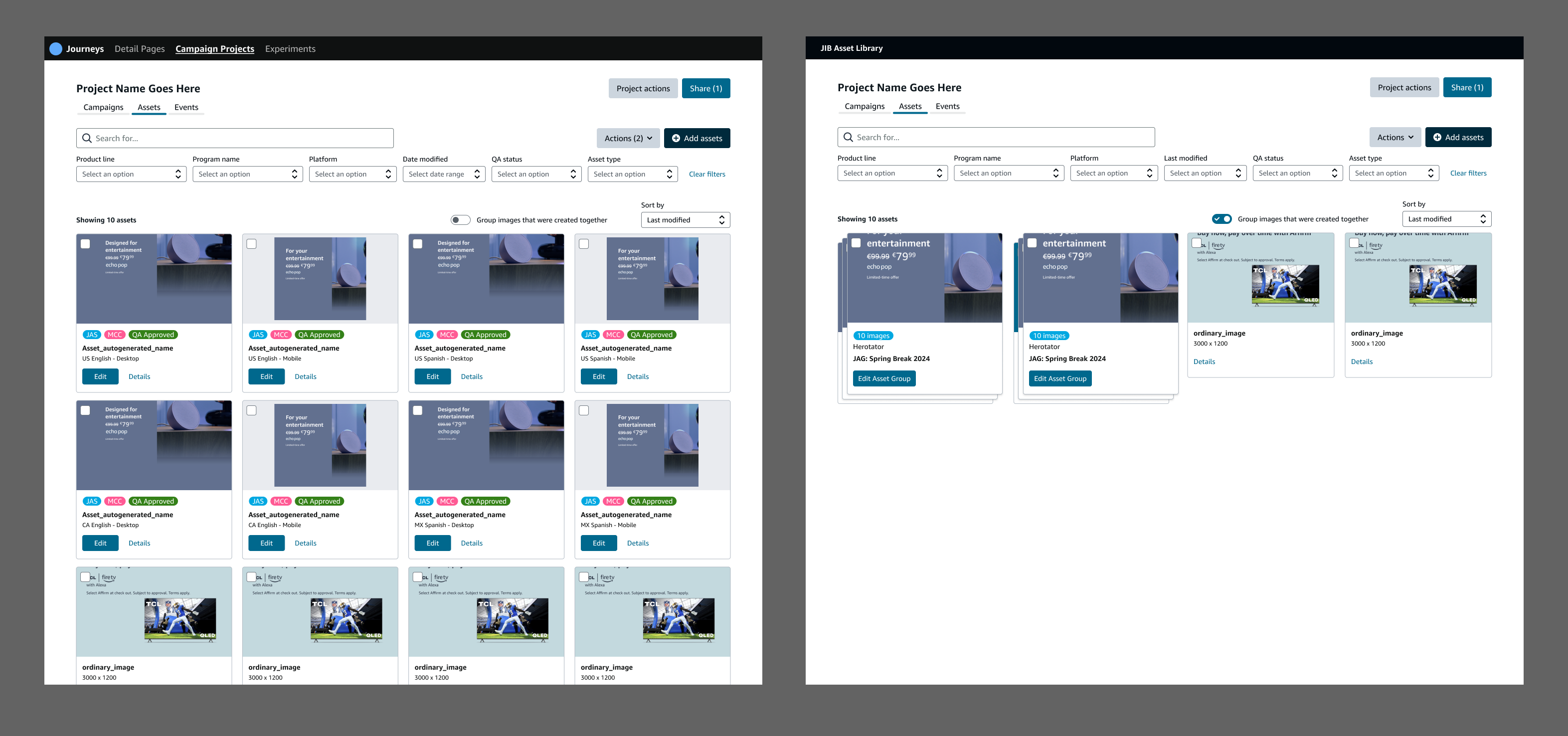 Flat tile vs grouped. The grouped model was a step forward but tiles were visually identical across both.