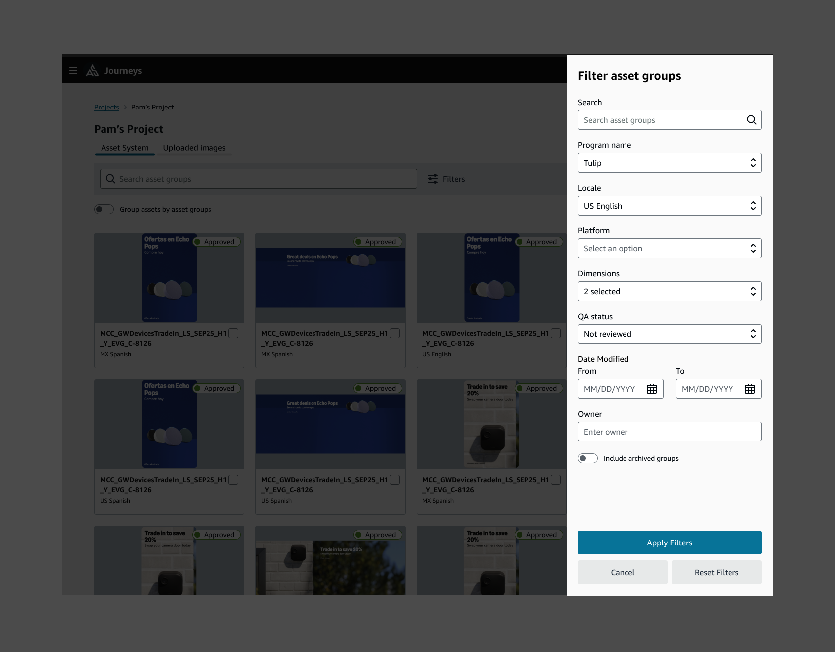 Once metadata was in place, filtering became the primary navigation. Finding an image went from asking someone to a few clicks.