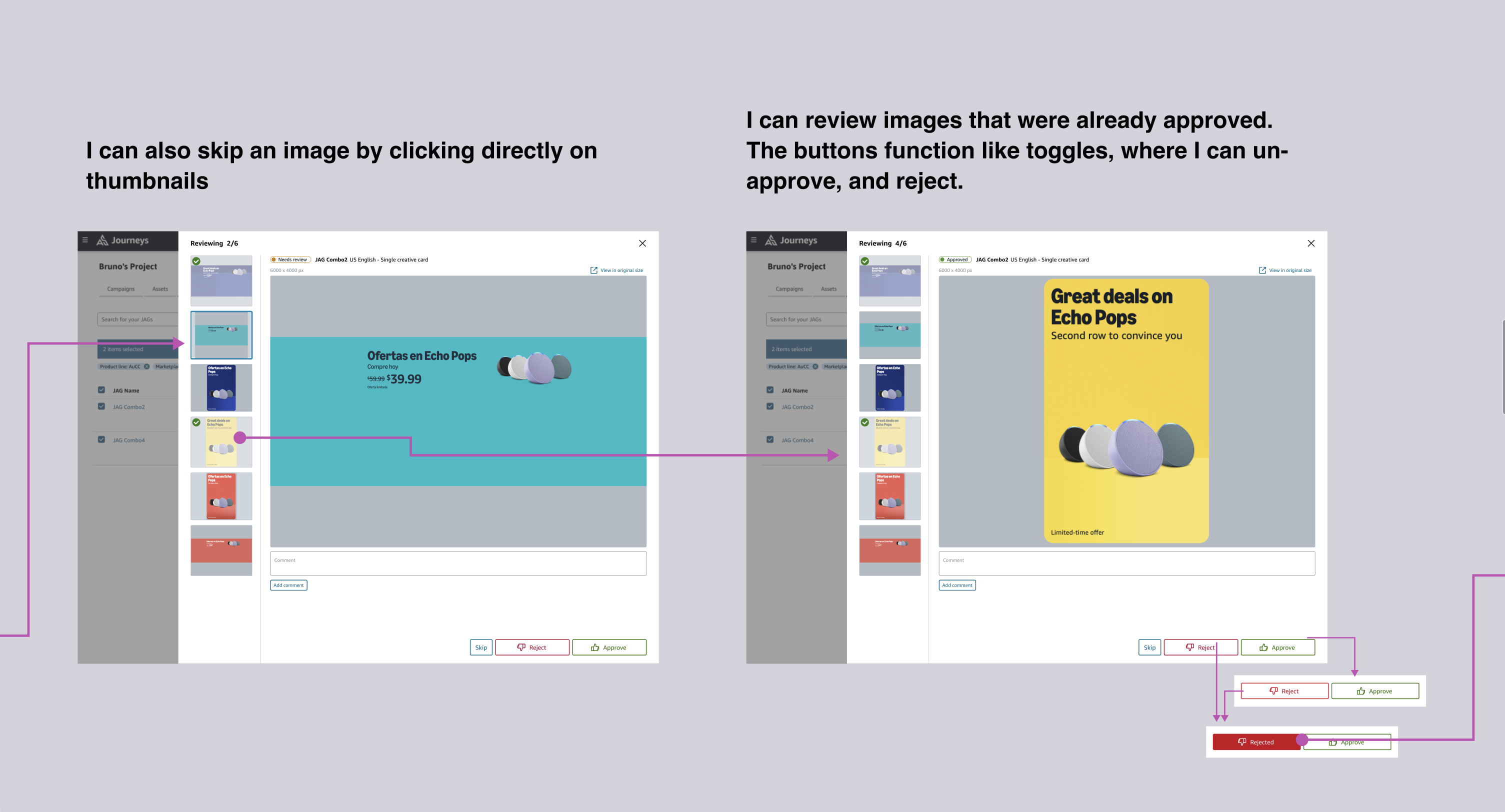 QA workflow. Filters pull assets from across groups into a single review panel. No more opening Image Builder one marketplace at a time.