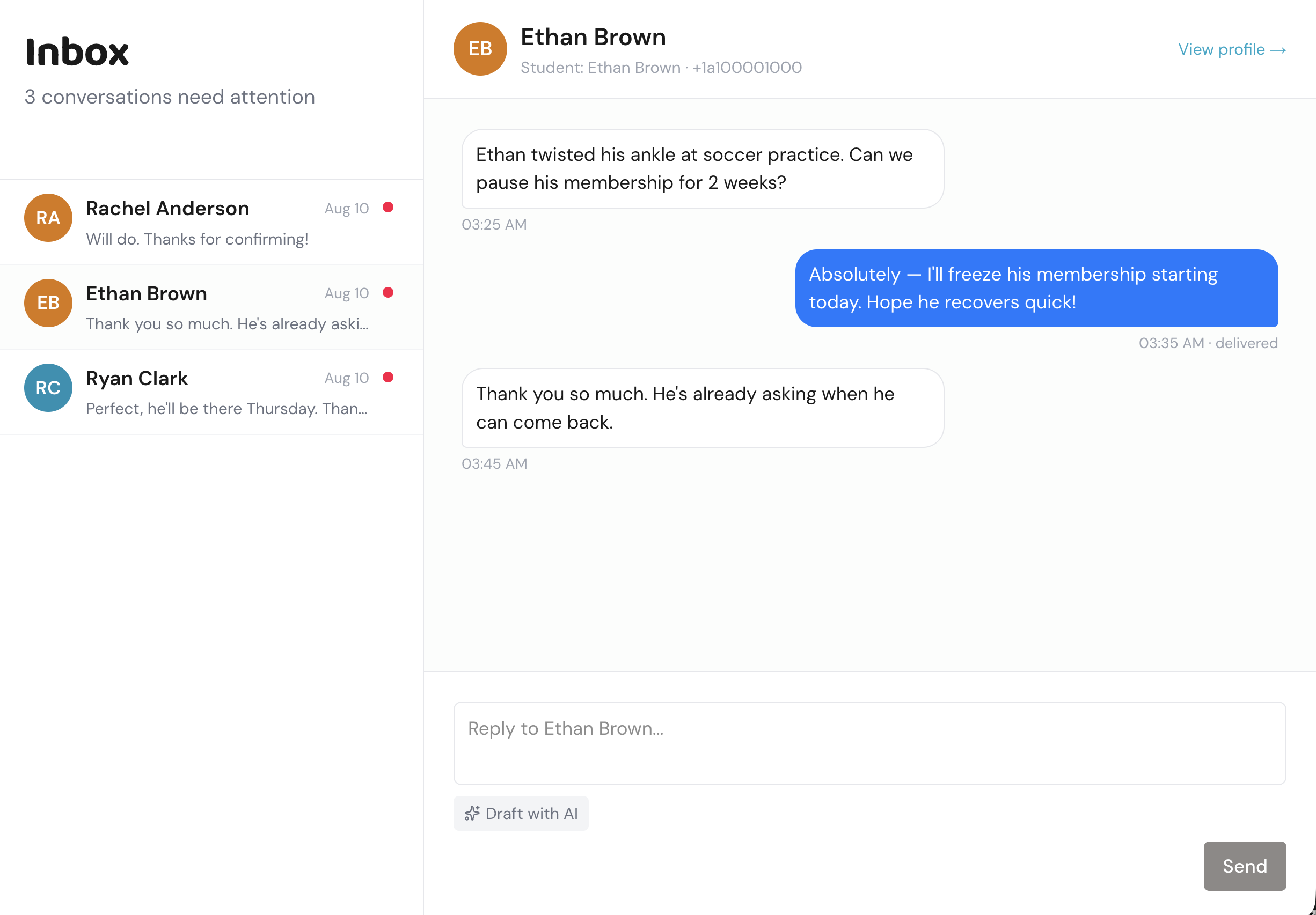 Every message sent becomes a direct communication path: traceable, attributable, and built for action instead of getting lost in personal texts or missed calls.