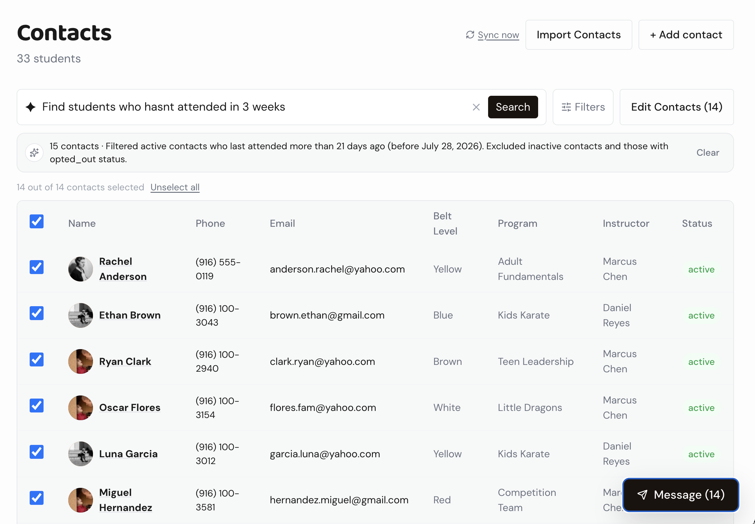 Target the audience using any combination of filters that helps narrow them down. Or just describe them in plain language, and Hey Cohen turns that into a recipient list.