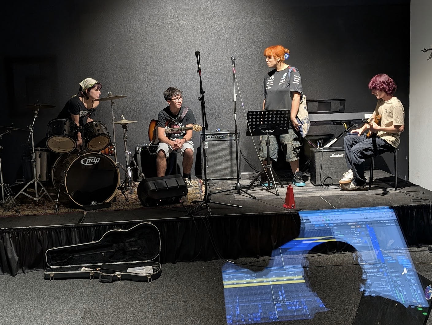 Headliner rehearsal space set up for band practice