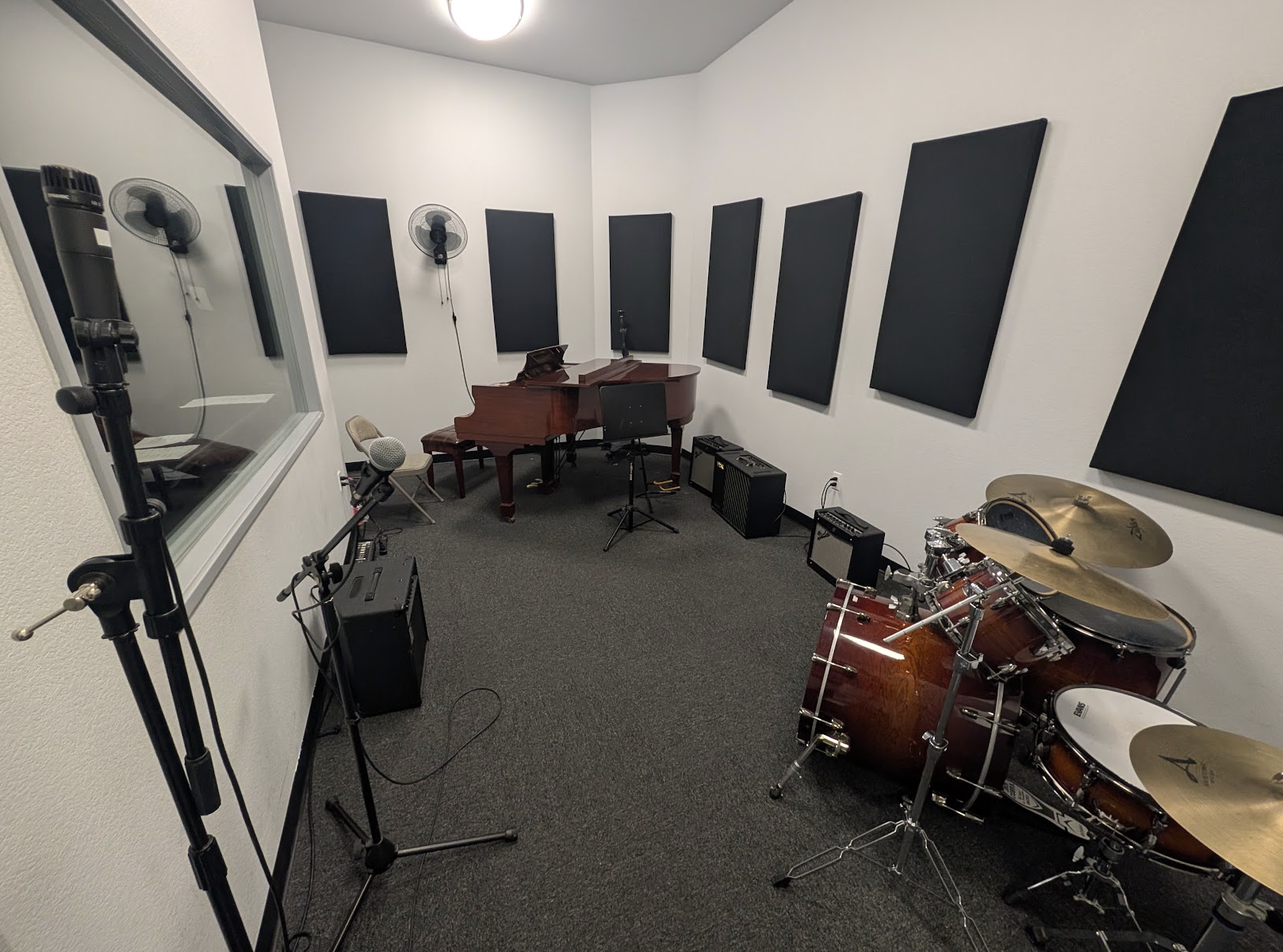 Recording studio room prepared for a music session