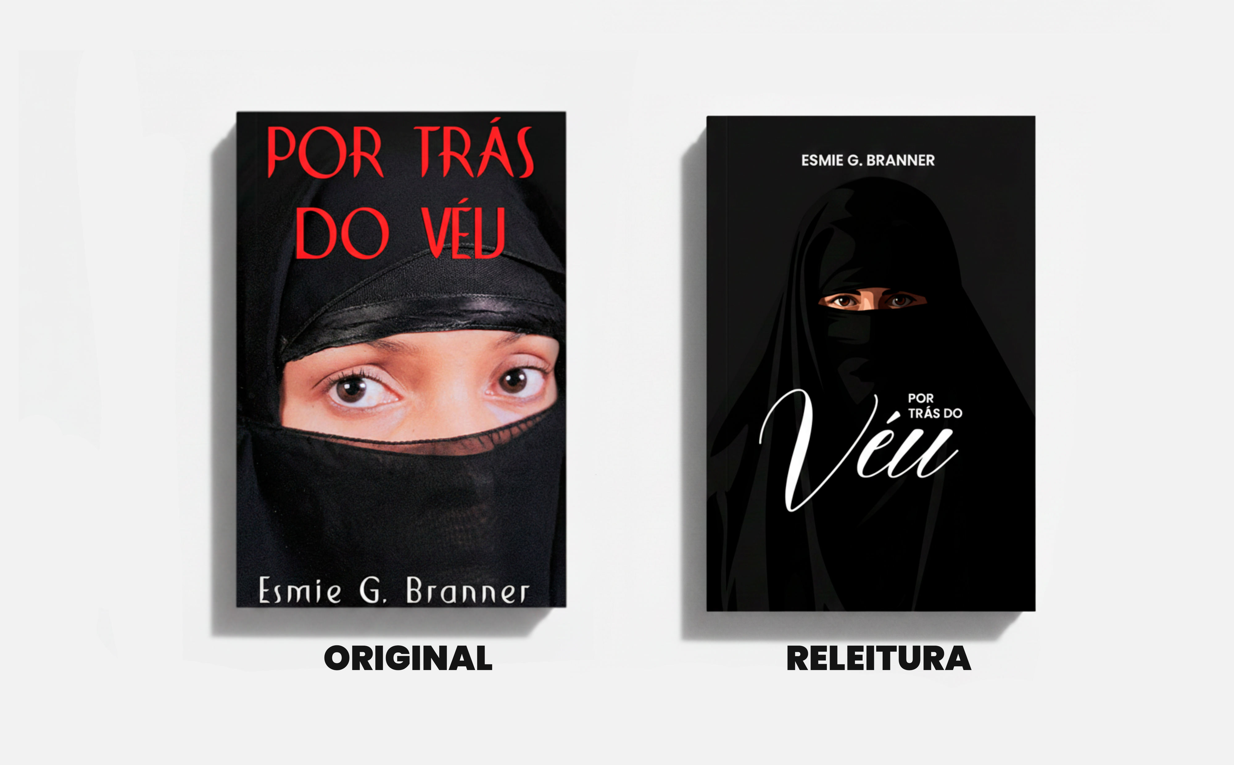 Mockup do livro Por Trás do Véu em um ambiente de leitura