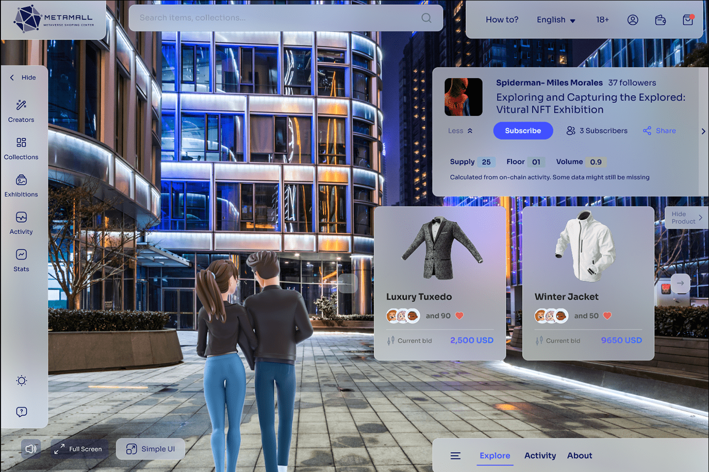 METAVERSE SHOPPING MALL USER INTERFACE