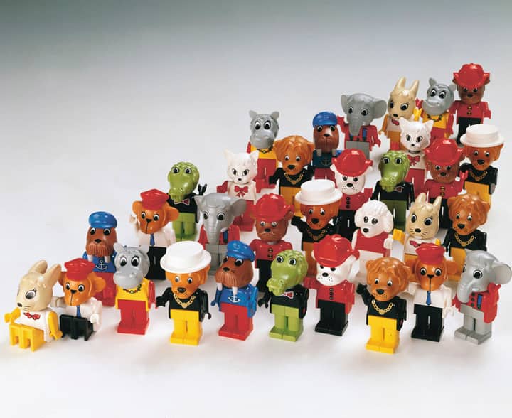 LEGO Fabuland Figuren mit ihren tierischen Köpfen und beweglichen Gliedmaßen