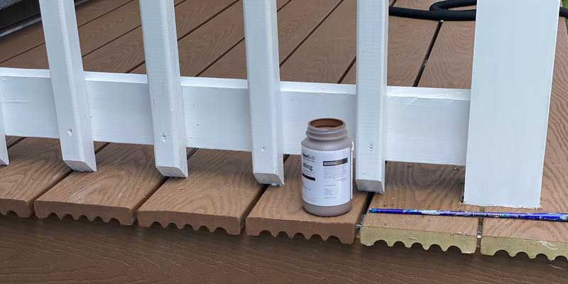 TimberTech End Coating applied to cut decking ends