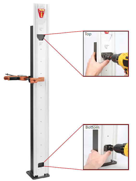 Installing top and bottom rail brackets with the DekPro Quick Jig