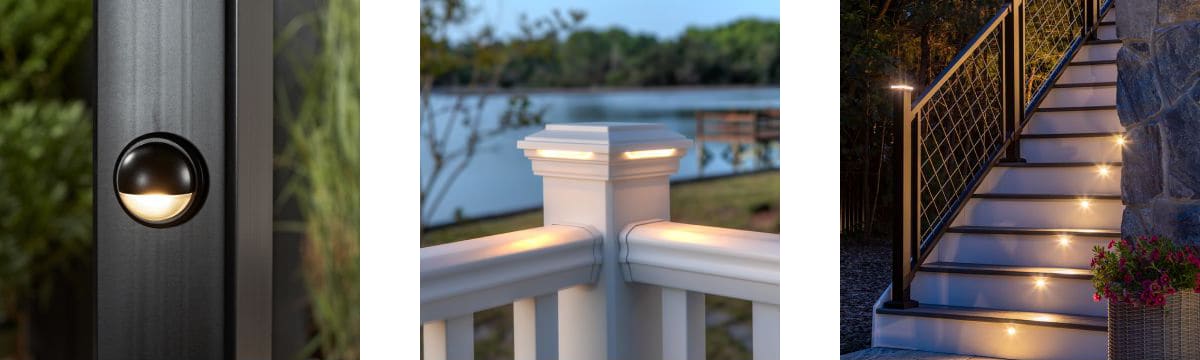 Trex Deck Rail, Post Cap, and Stair Riser Lights