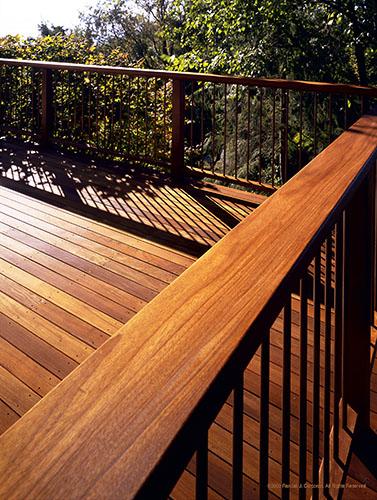 Deck and railing treated with Penofin Pro-Tech Wood Brigthener