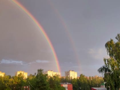 Двойная радуга на вчерашнем закате в Озёрске