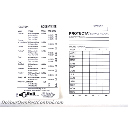 Protecta Service Labels - Where to buy Protecta Bait Station Service Labels  - Roll of 100