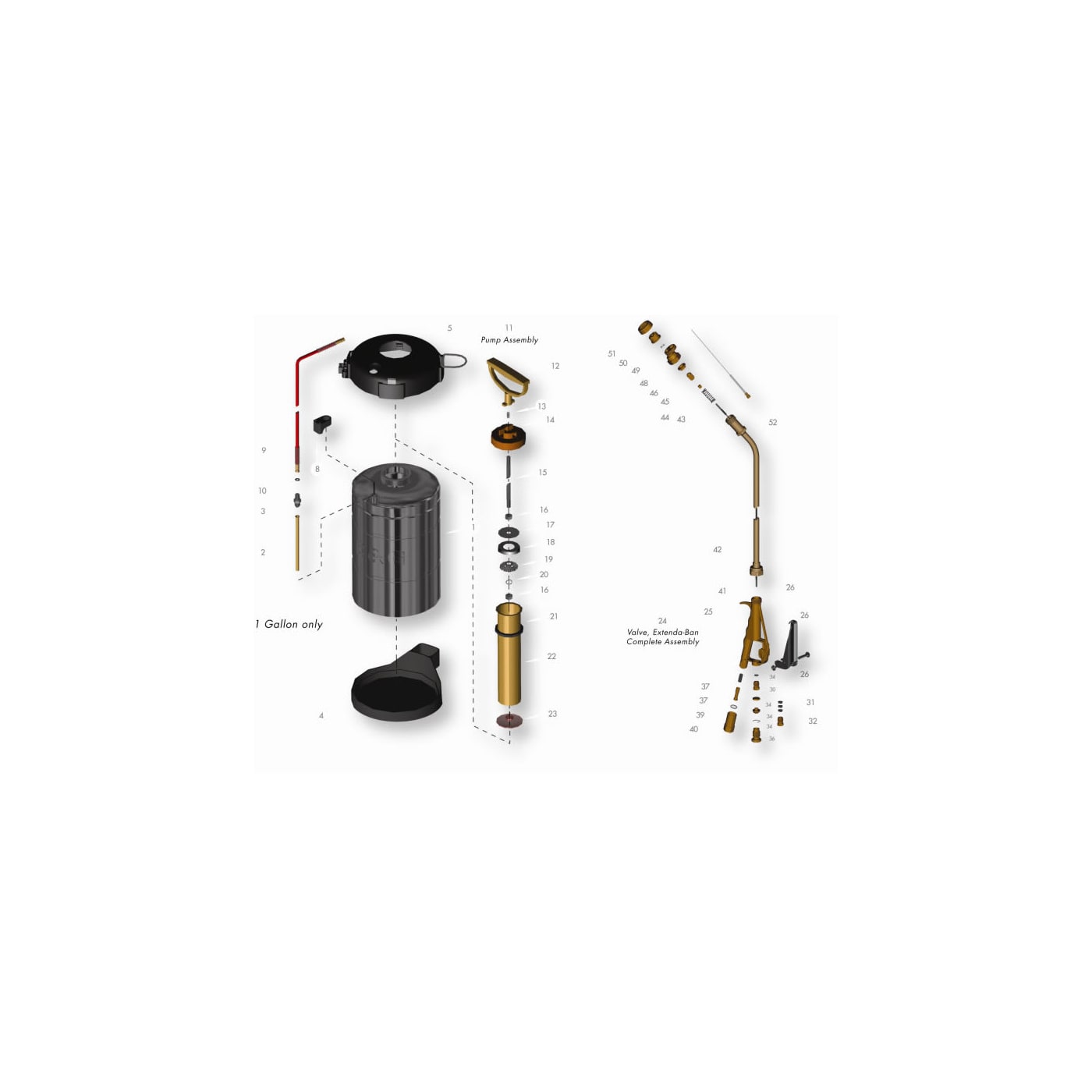 Diagram of BG Sprayer Replacement Parts