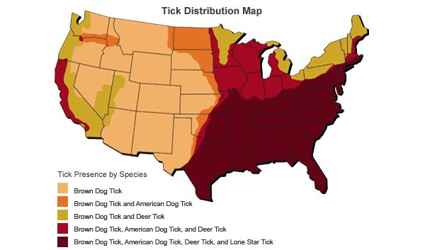 Tick distribution map