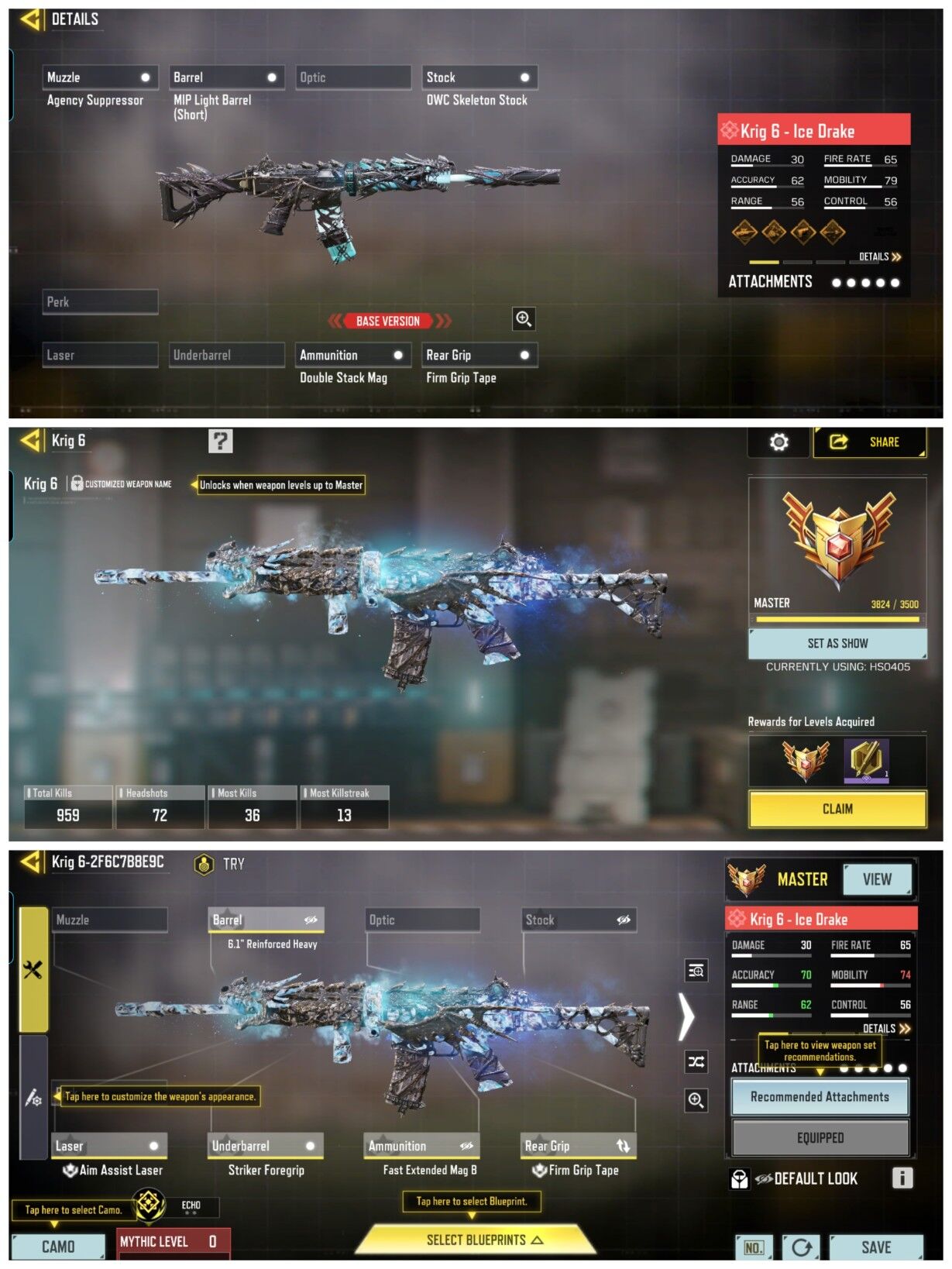 Call of Duty Mobile Account – 3 Mythic (AK47–Radiance, Krig 6-Ice Drake & JAK-12) Purifier-H2SO4 Exchanger Card