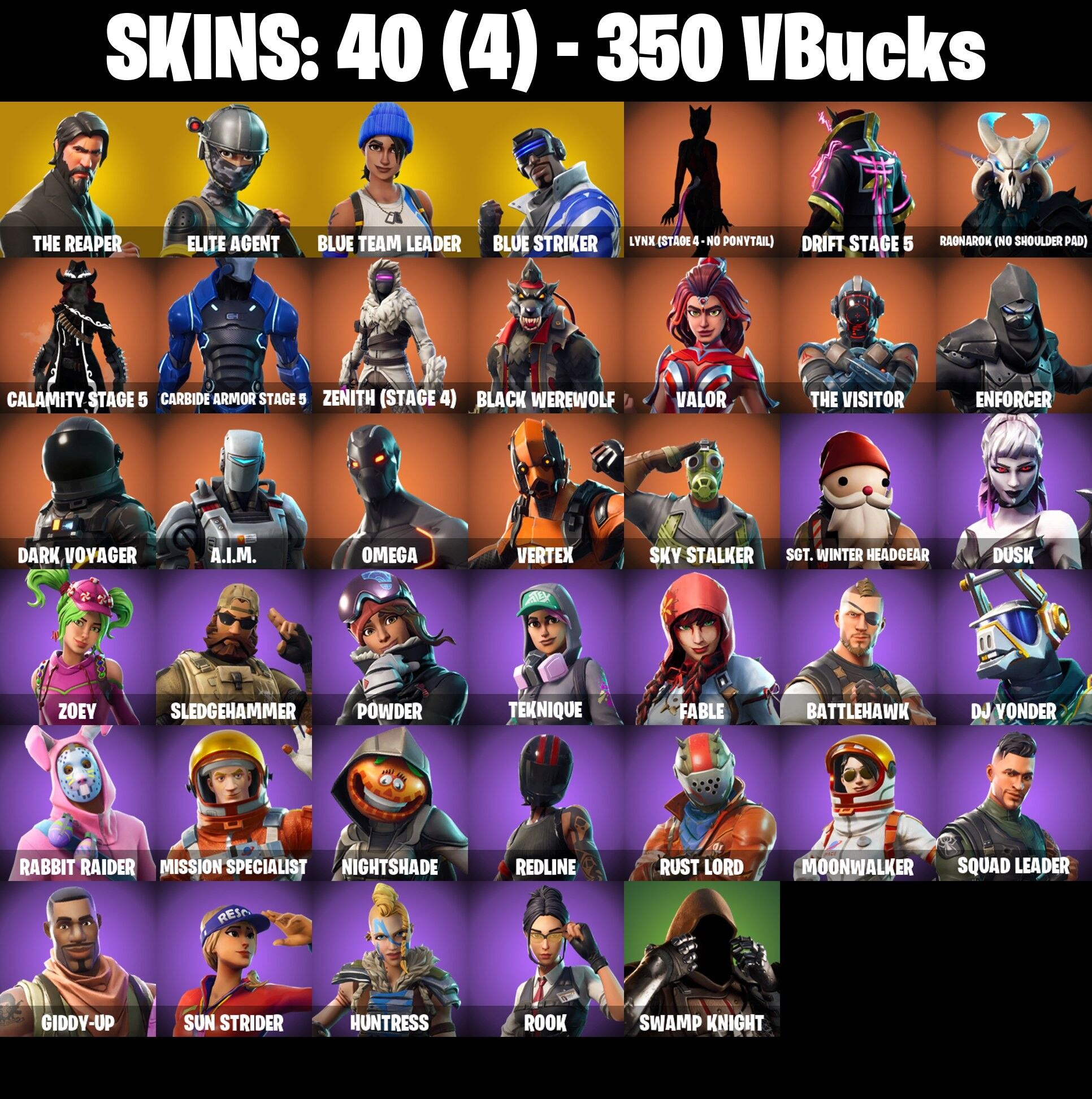 Fortnite Account ( PLAYSTATION / XBOX / PC / NINTENDO ) (THE REAPER) (40 Skins)