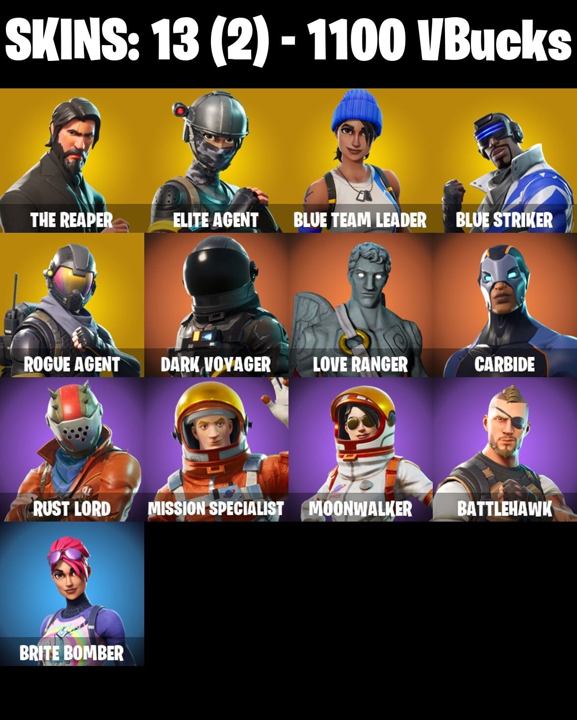 Fortnite Account ( PLAYSTATION / XBOX / PC / NINTENDO ) (THE REAPER) (13 Skins)