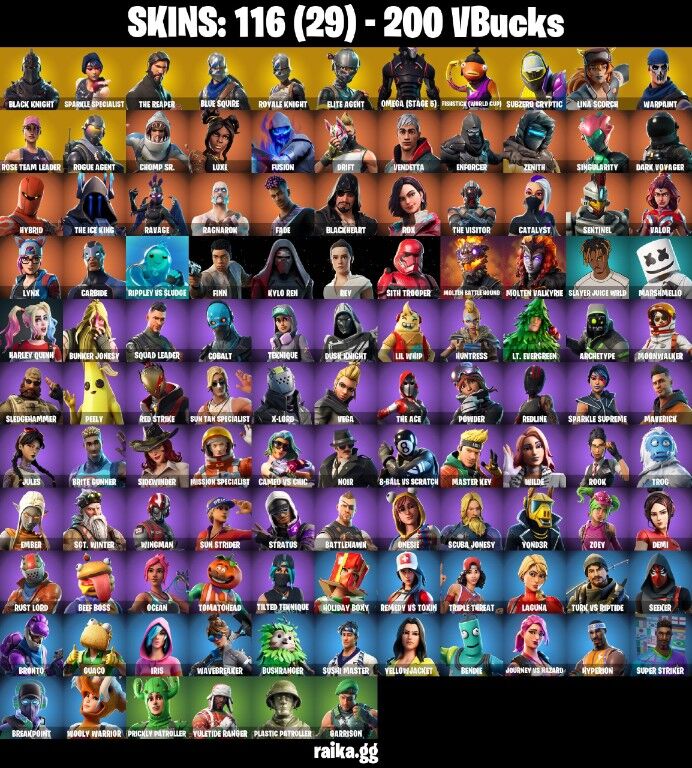 Fortnite Account ( PLAYSTATION / XBOX / PC / NINTENDO ) (BLACK KNIGHT, SPARKLE SPECIALIST, THE REAPER, AC/DC, FLOSS, FISHSTICK) (116 Skins)