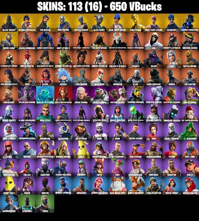 Fortnite Account ( PLAYSTATION / XBOX / PC / NINTENDO ) (BLACK KNIGHT, THE REAPER, OG STW) (113 Skins)