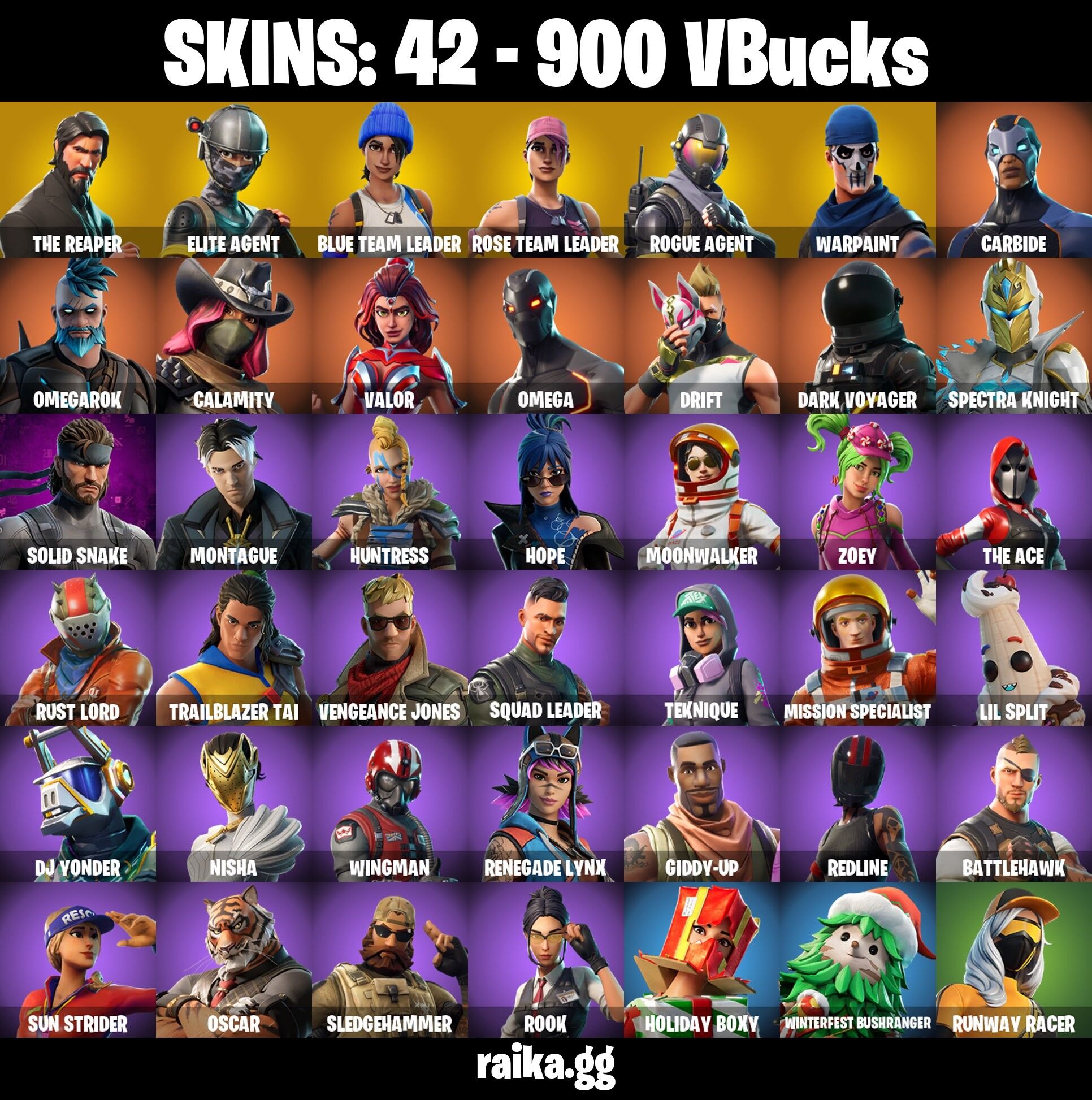 Fortnite Account ( PLAYSTATION / XBOX / PC / NINTENDO ) (THE REAPER, OG STW, TAKE THE L, ELITE AGENT, ROGUE AGENT) (42 Skins)