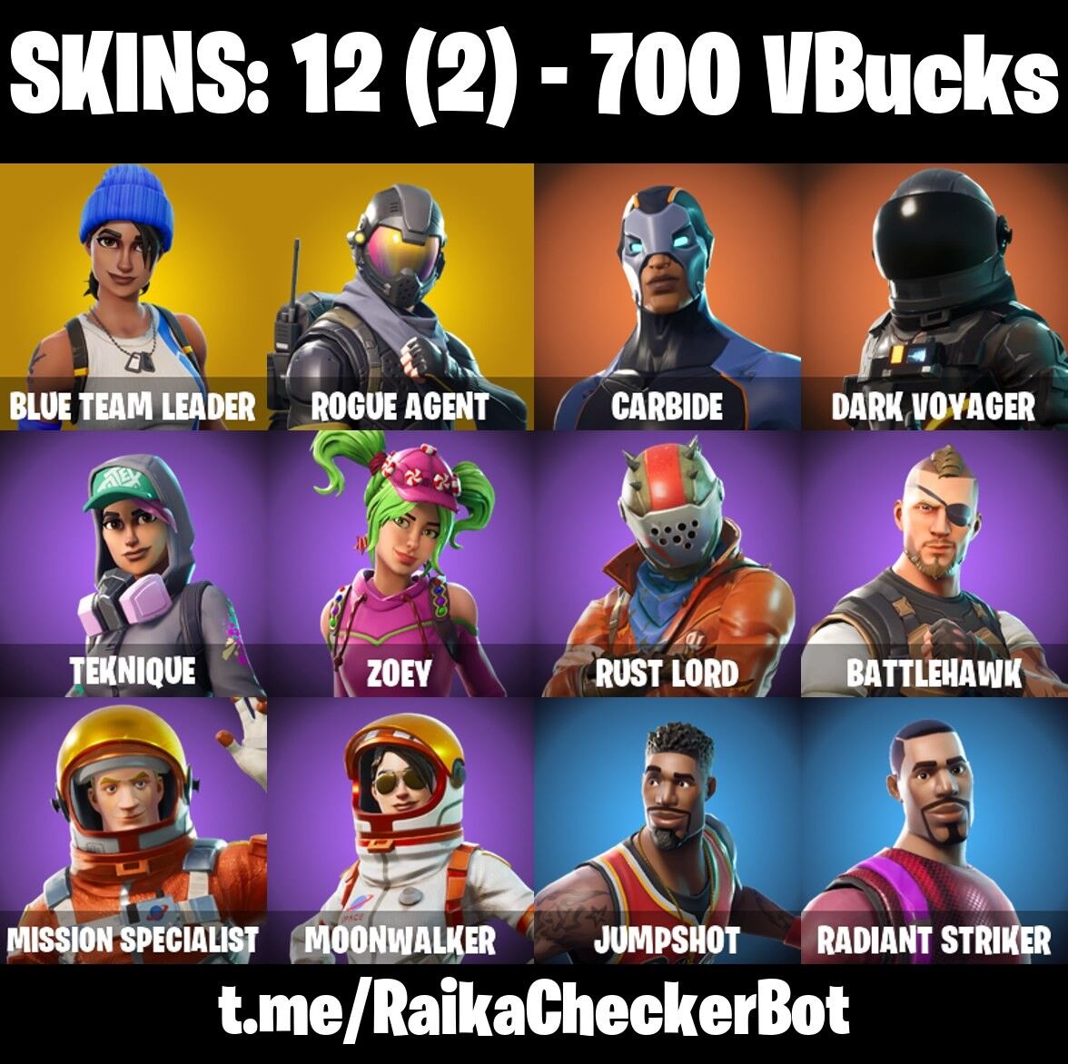 Fortnite Account ( PLAYSTATION / XBOX / PC / NINTENDO ) (BLUE TEAM LEADER, ROGUE AGENT, CARBIDE, DARK VOYAGER) (12 Skins) Fortnite Account ( PLAYSTATION / XBOX / PC / NINTENDO ) (BLUE TEAM LEADER, ROGUE AGENT, CARBIDE, DARK VOYAGER) (12 Skins)