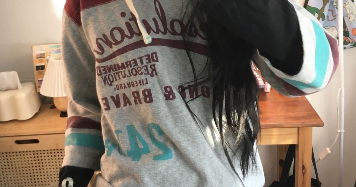 VINTAGE LAYERED HOODIE TOP GRAY