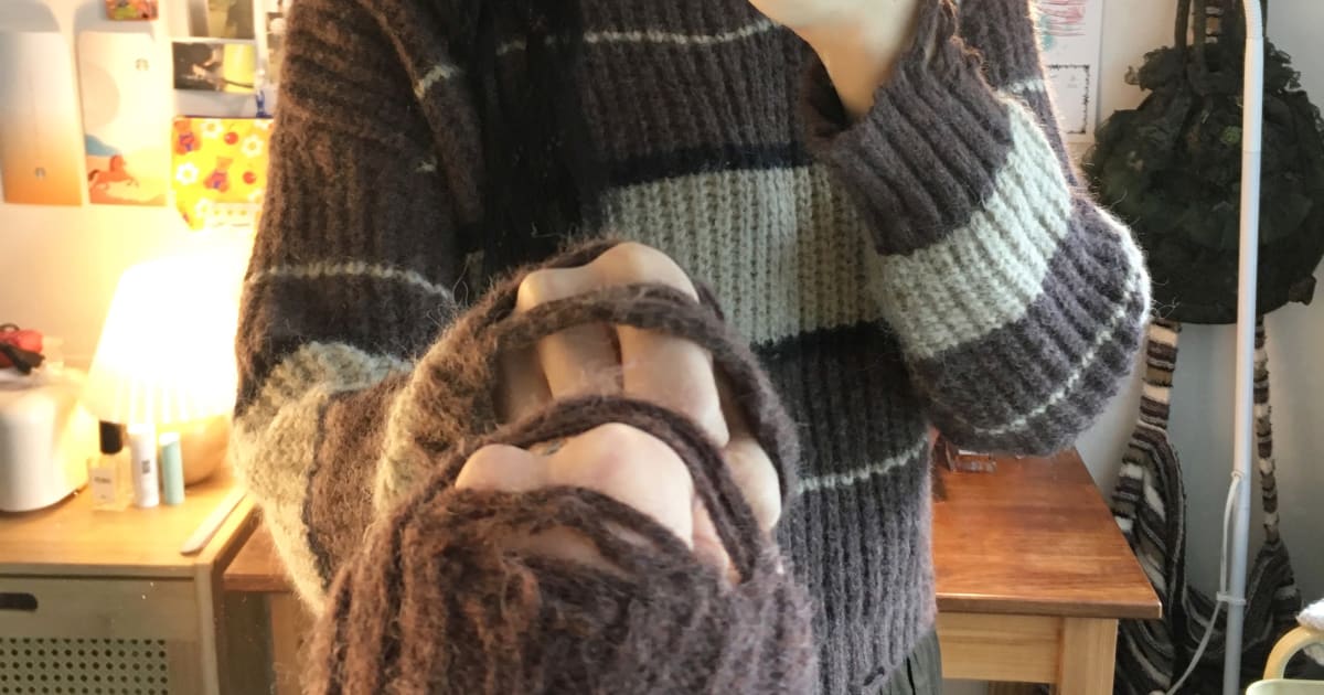 VINTAGE STRIPE CROP KNIT BROWN