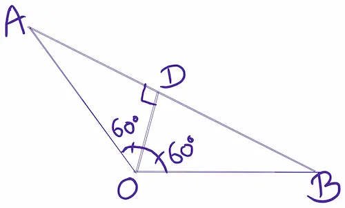 from O line is drawn to D so  AB perpendicular to OD