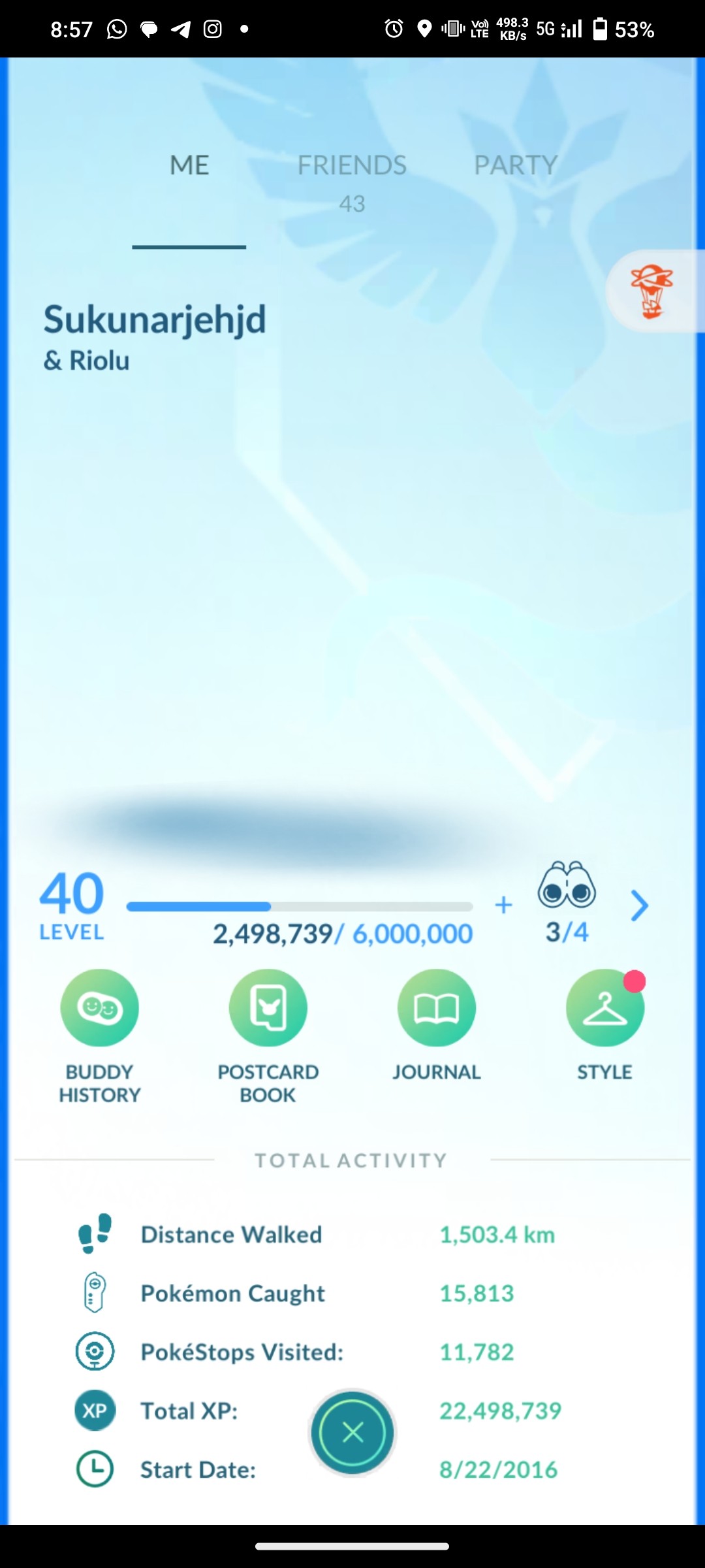 Pokemon Go Account – B77]UltraRare 2016 Account]level 40]Rare Armored Mewtwo]Glar moltress] 52 legendary]5 Legendary Shiny]79 Shiny]19 Mythical]13 Ultrabeast]6 lucky]1lucky ultrabea