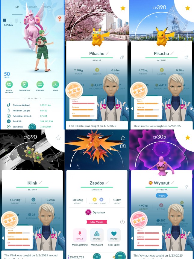174-LV 50 Mystic (23 Mill Stardust-Shiny Pika Seoul and Osaka BG-3 Shiny Gmax Snorlax-Shiny Gmax Machamp-Shiny Dmax Zapdos and Suicune-Hundo Dmax Moltres)