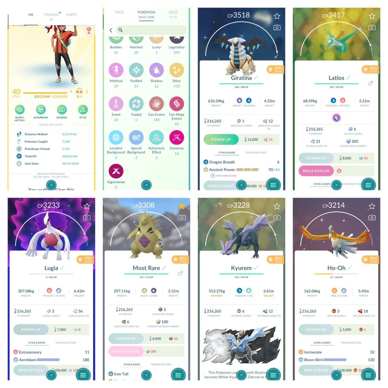 Pokemon Go Account – INSANE COLLECTION ACCOUNT [ 22 SL ] 399 Legendary 🐉 418 SHINYS SHINY LEGENDARY RAYQUAZA SHING MEGA LATIOS SHINY DARKRAI SHINY GIRATINA LEVEL 41