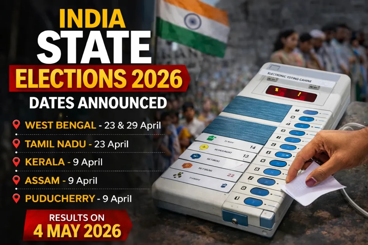 India Assembly Elections 2026: Dates Announced for West Bengal, Tamil Nadu, Kerala, Assam, and Puducherry