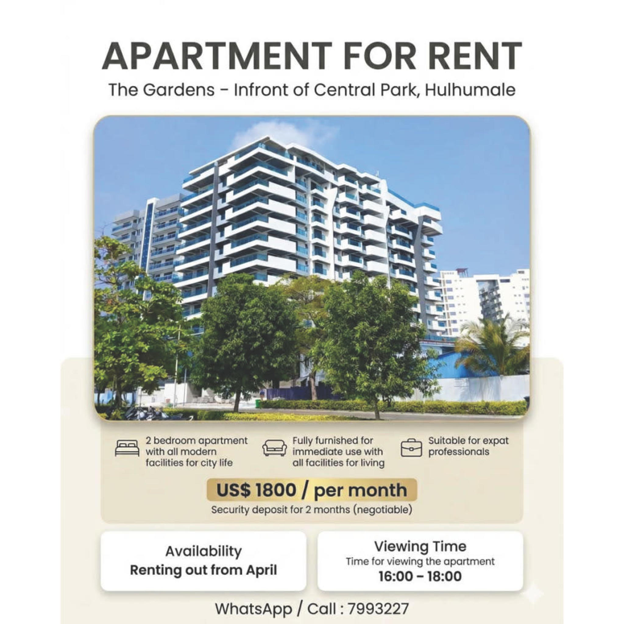 2 Bedroom Apartment in Hulhumalé Phase 1 – Fully Furnished